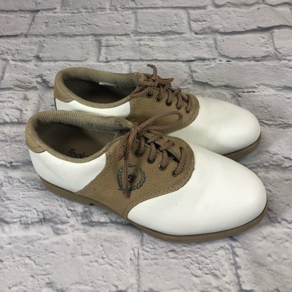 Footjoy golf shoes White/tan Good tread lace up Womens size 7